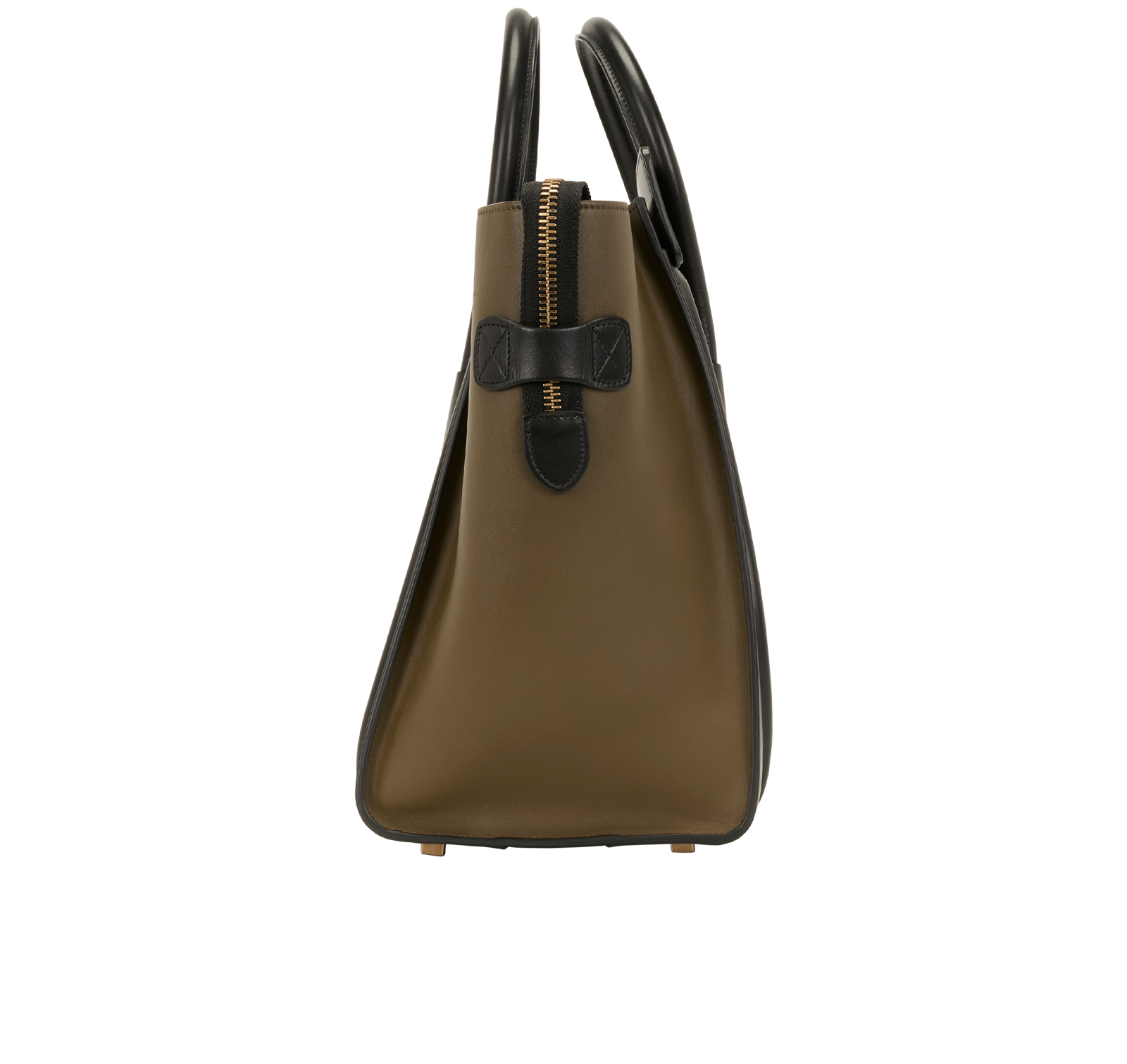 Mini Luggage, &pound;695, Handbags, Black/Khaki, Leather, Bottom view